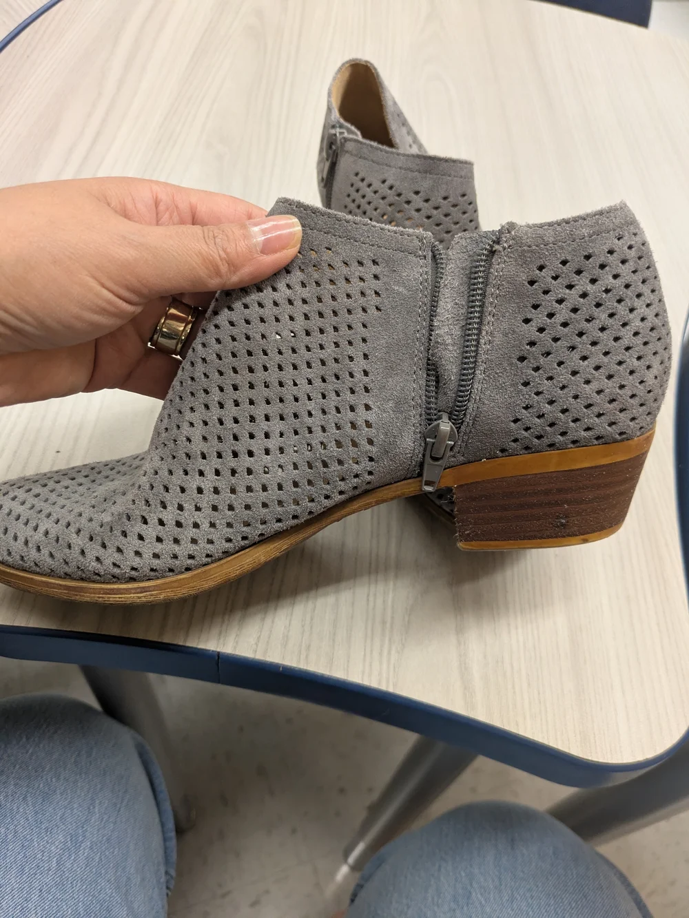 Lucky Brand Gray Perforated Suede Ankle Booties
